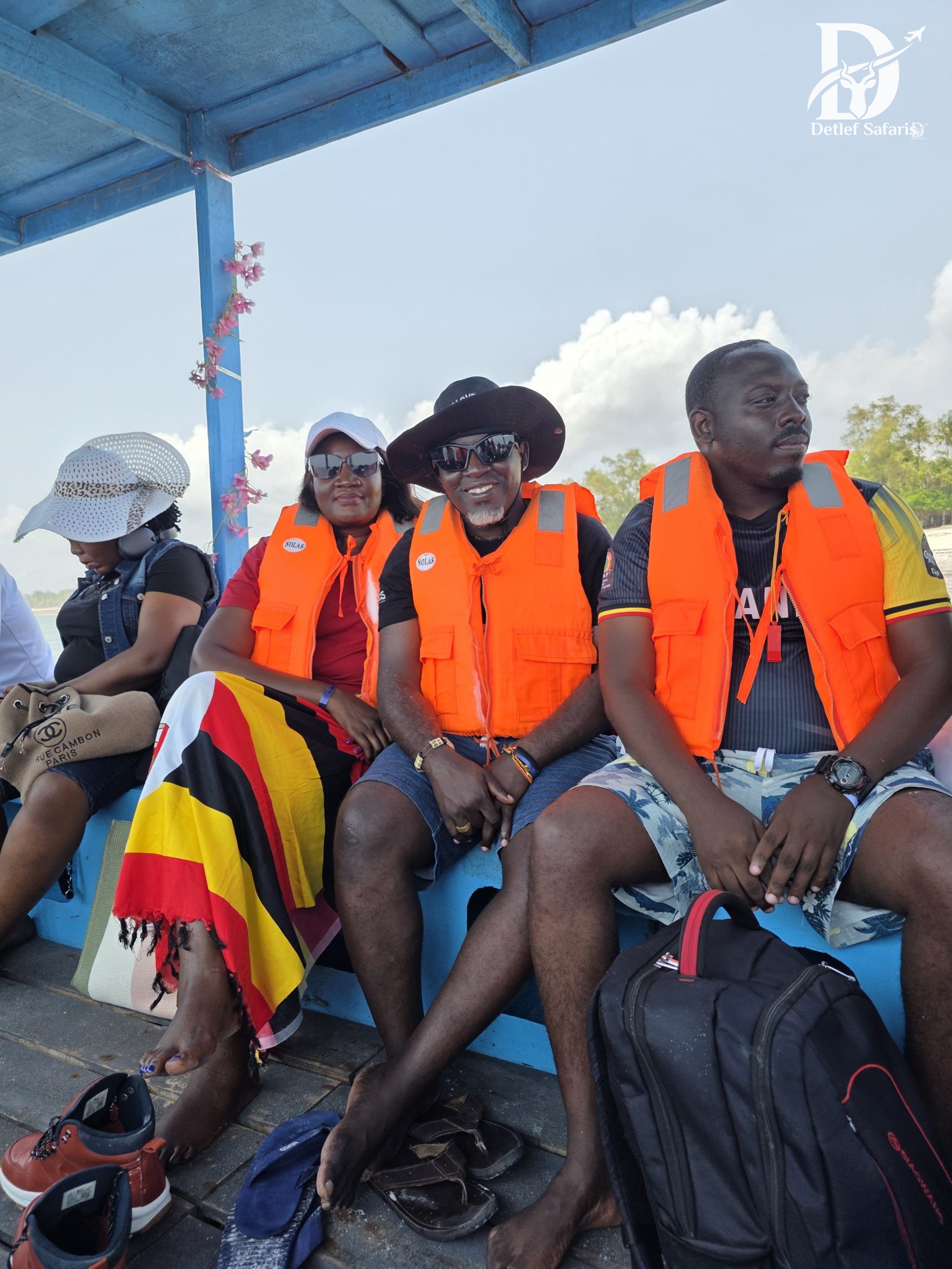Guests in life jackets on a boat trip