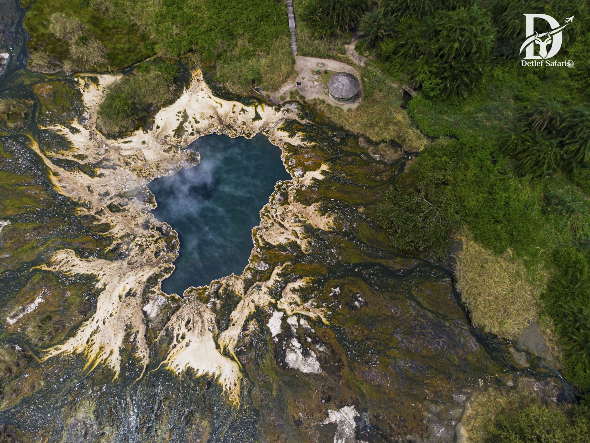 Aerial view of the Sempaya male hot spring, Semuliki National Park