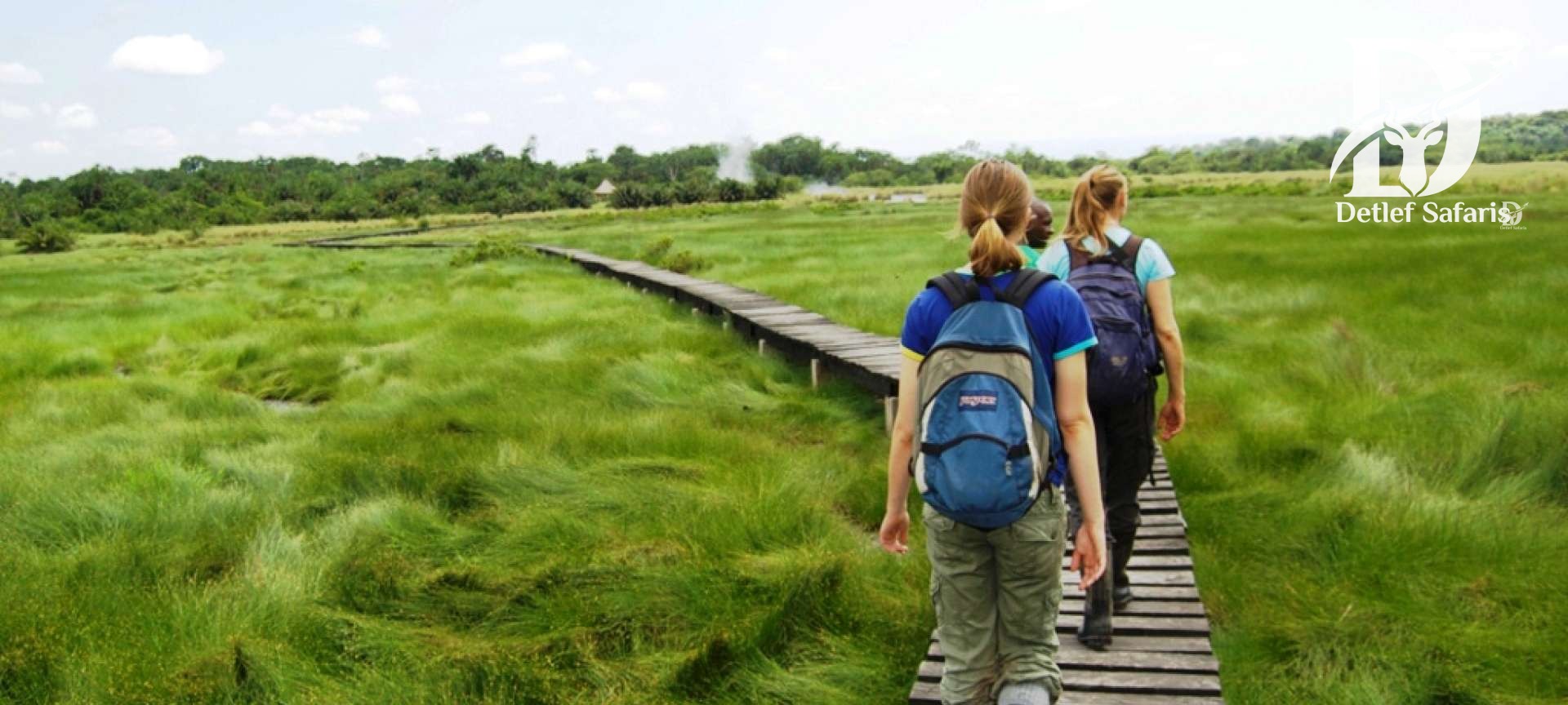 Boardwalk crossing the grassland toward Sempaya, Semuliki National Park
