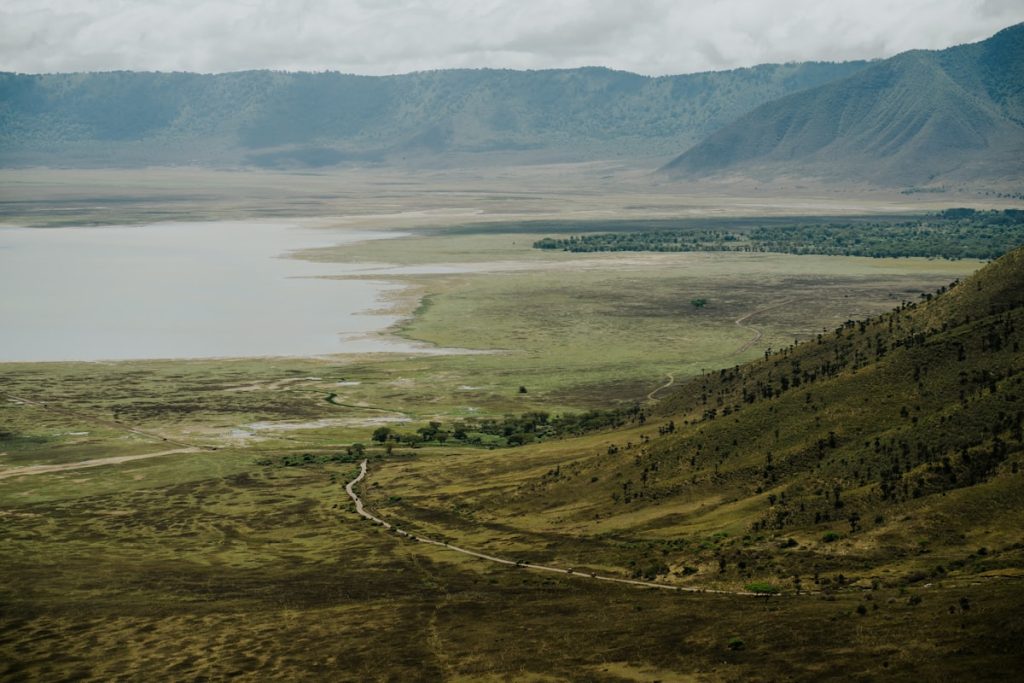 Aerial view of the Ngorongoro Crater caldera floor, Tanzania